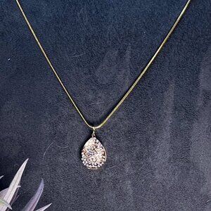 Upcycled Alexis Bittar Gold and Crystal Encrusted Pendant/Necklace